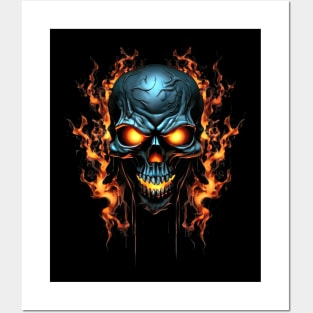 Flaming Skull Posters and Art